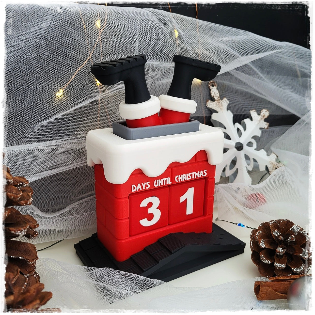 Santa Chimney Christmas Countdown Calendar | 3D Printed Xmas Advent | Festive Decoration | Days Until Christmas Display