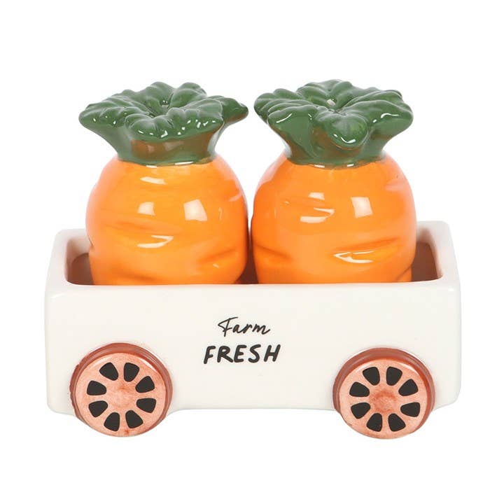 Carrot Patch Salt and Pepper Shakers in Wagon giftbox