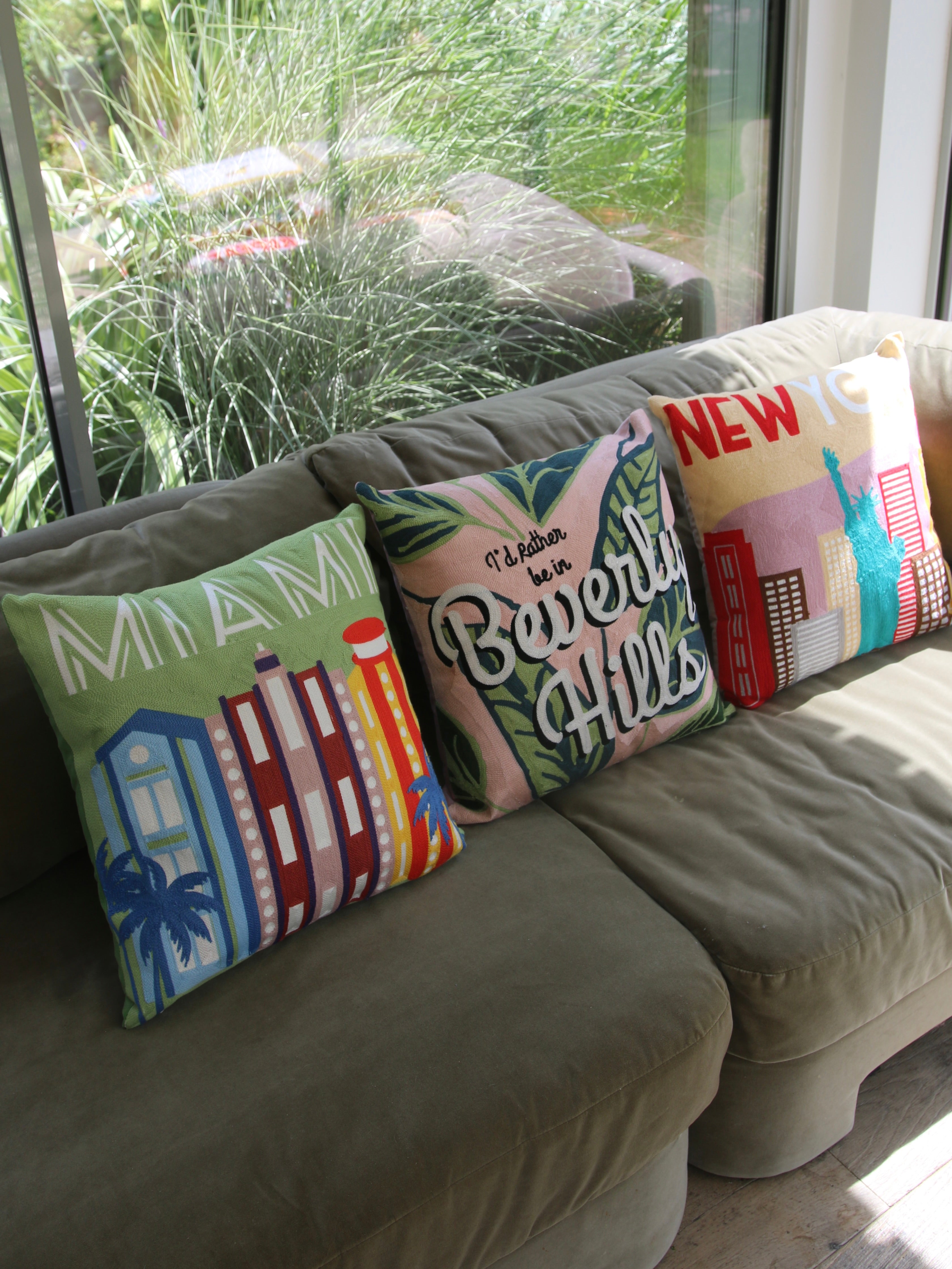 The Pillow Drop - Miami Needlepoint Cushion