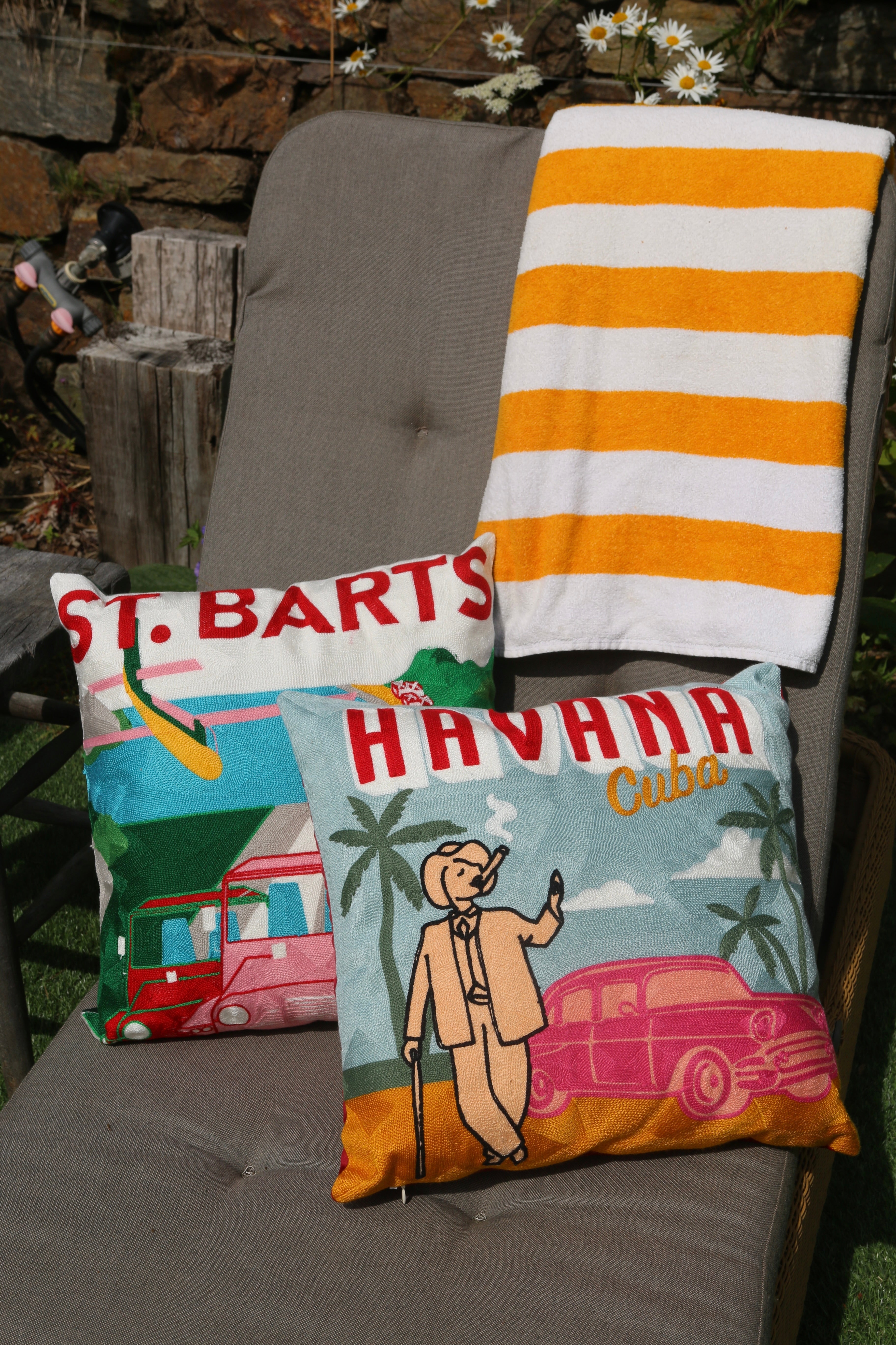The Pillow Drop - St. Barts Needlepoint Cushion
