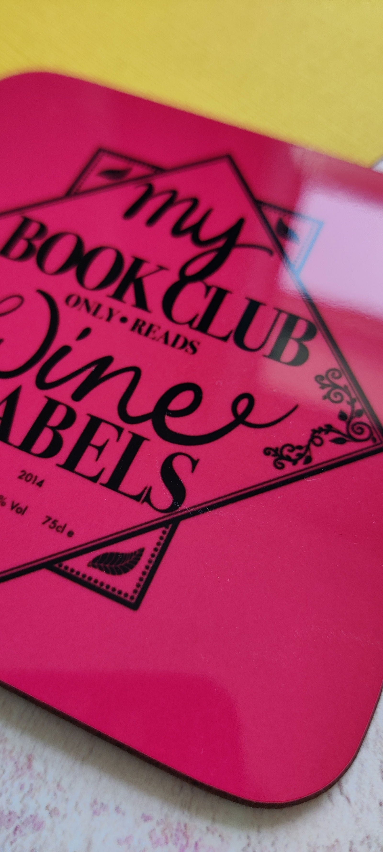 Fay Dixon Design - My Book Club only read Wine Labels Square Coaster