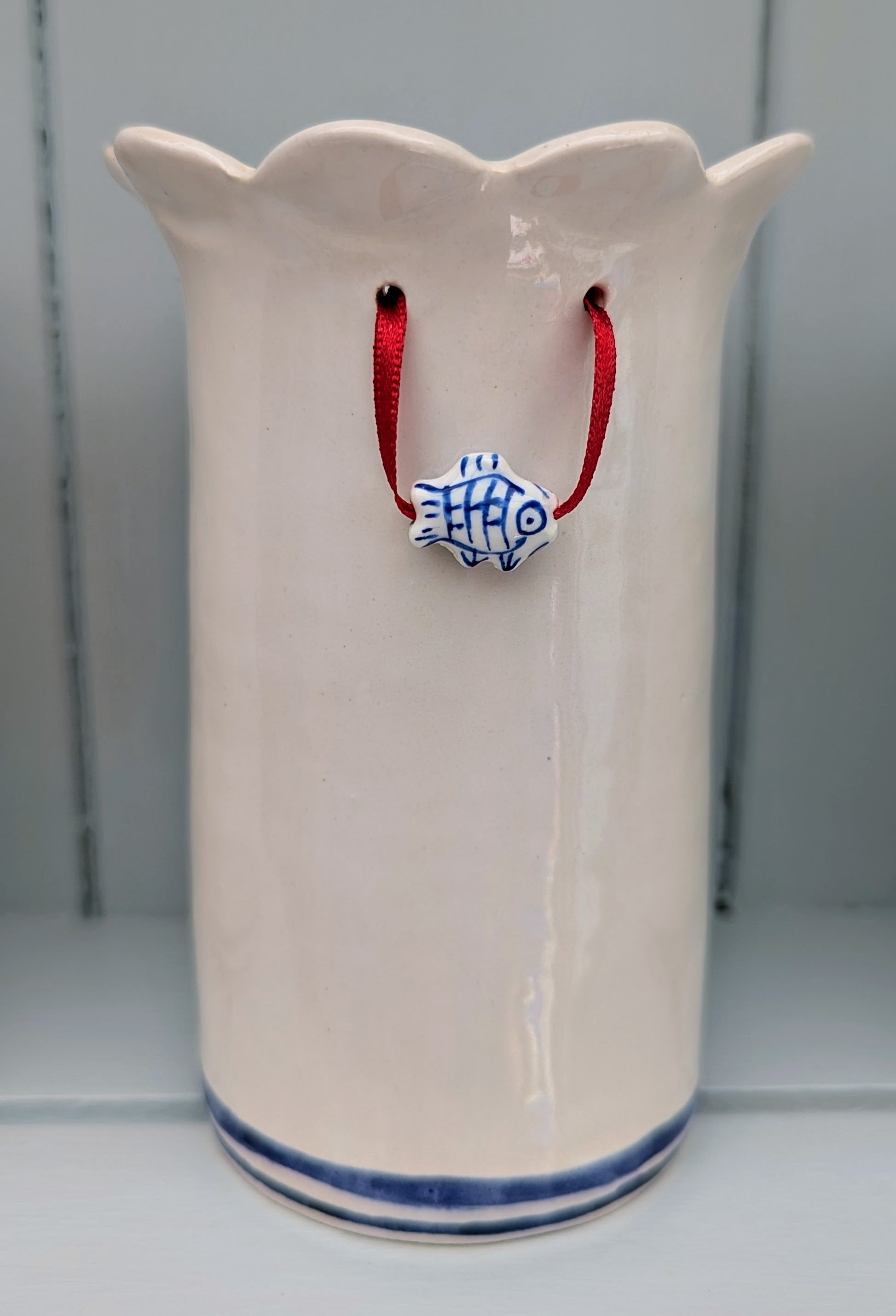 Sea Bramble Ceramics - Blue & white Daisy vase