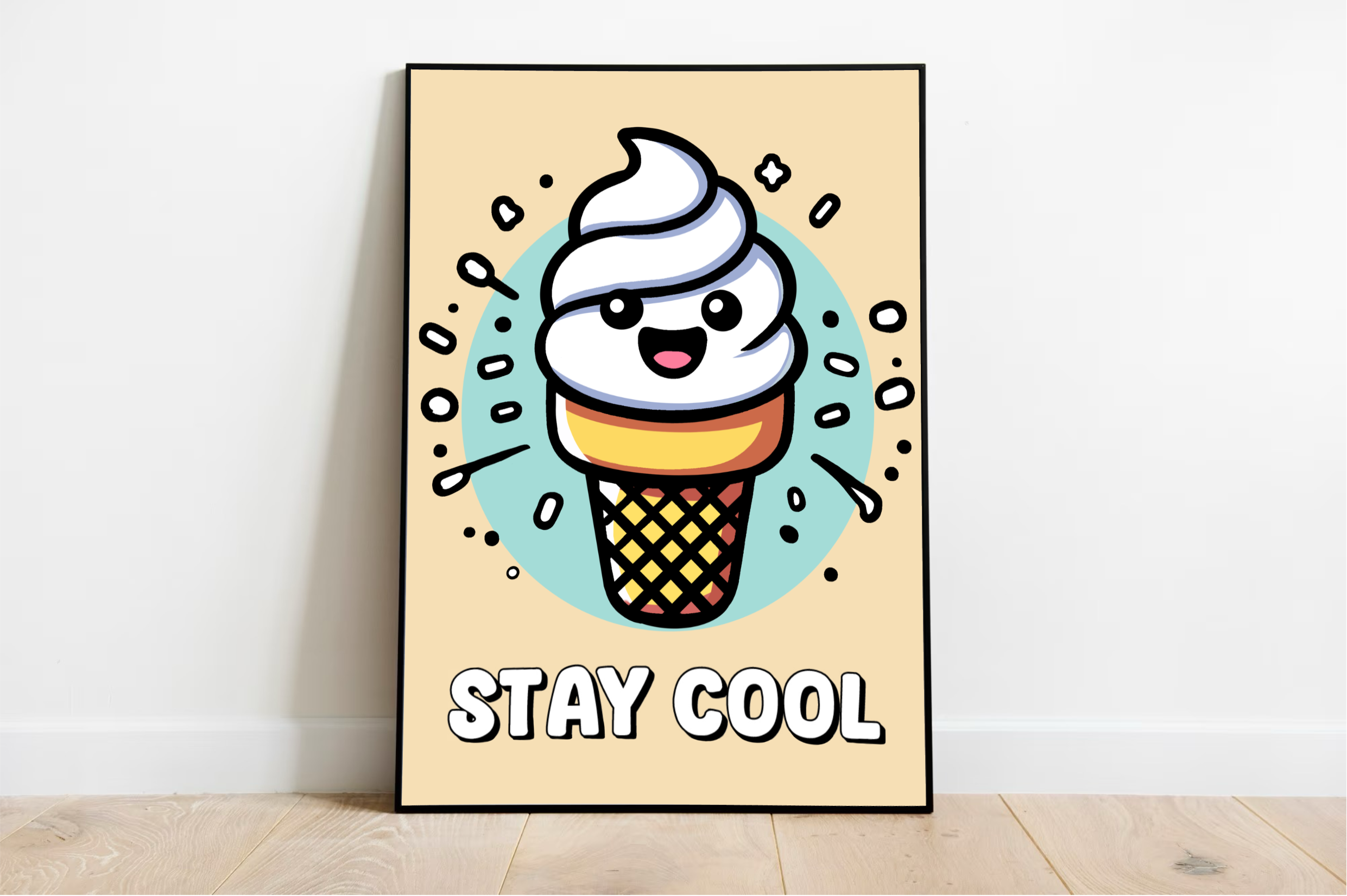 KEOLIX - Stay Cool Ice Cream Art Print – Fun Cartoon Poster