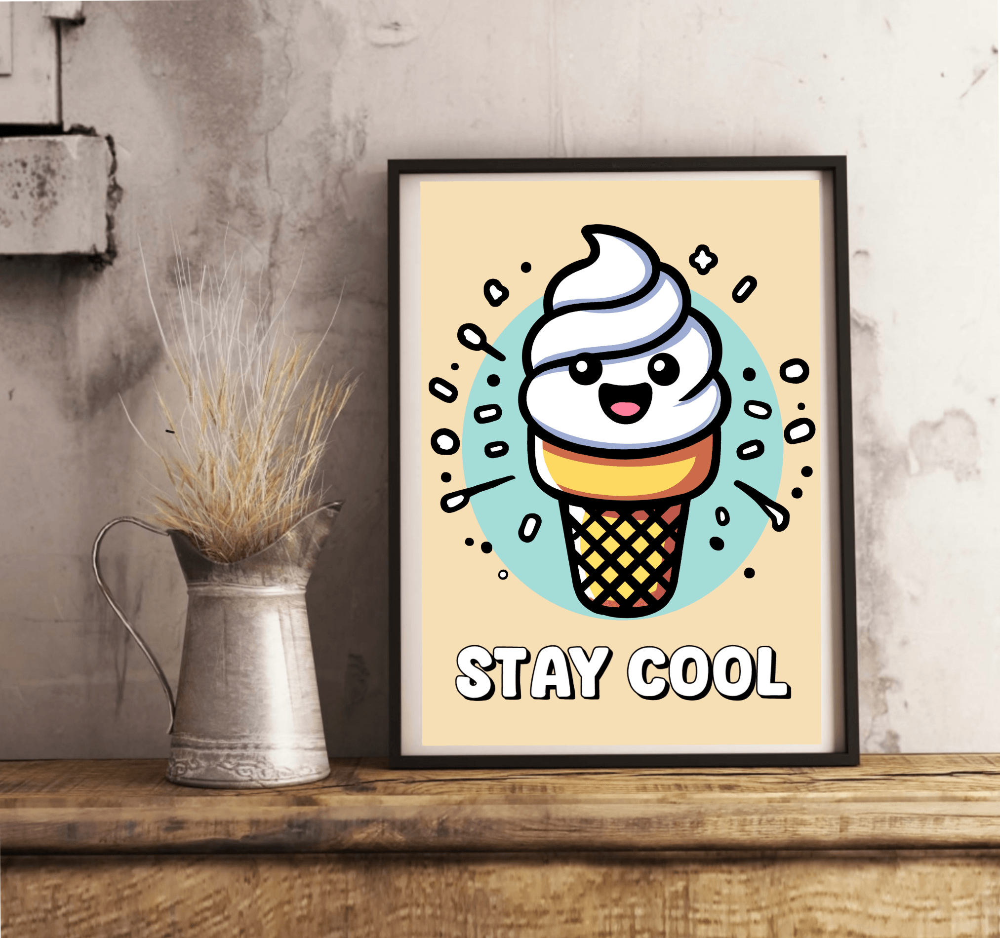 KEOLIX - Stay Cool Ice Cream Art Print – Fun Cartoon Poster