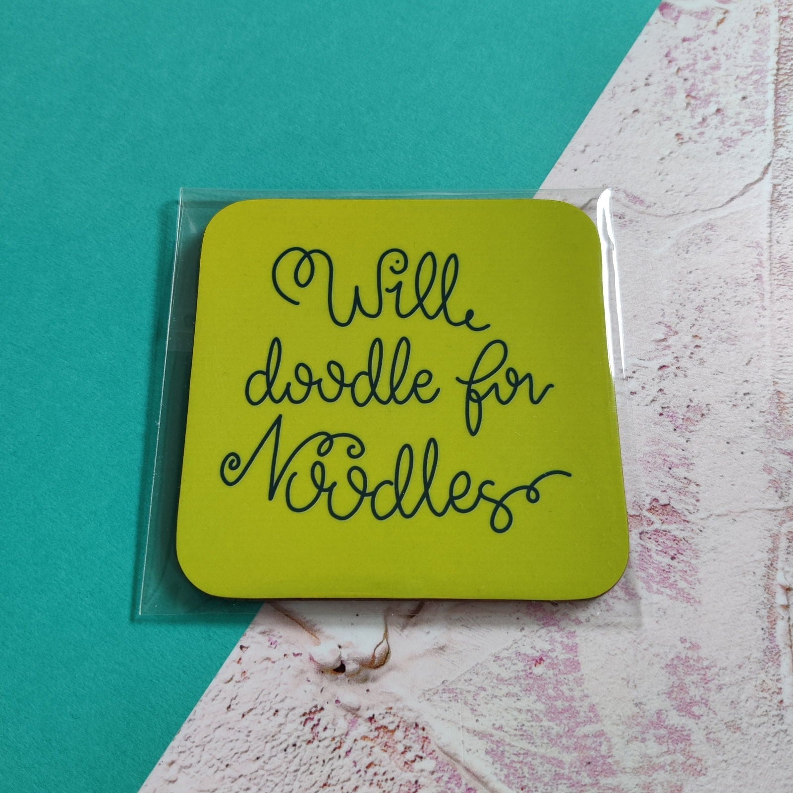 Fay Dixon Design - Will Doodle for Noodles Square Coaster