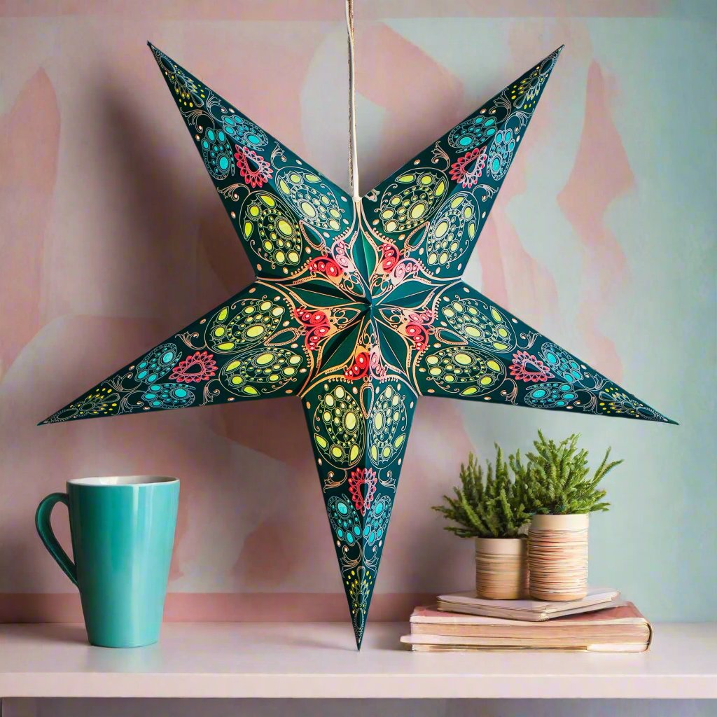 Paper Starlights - Damask Aquamarine