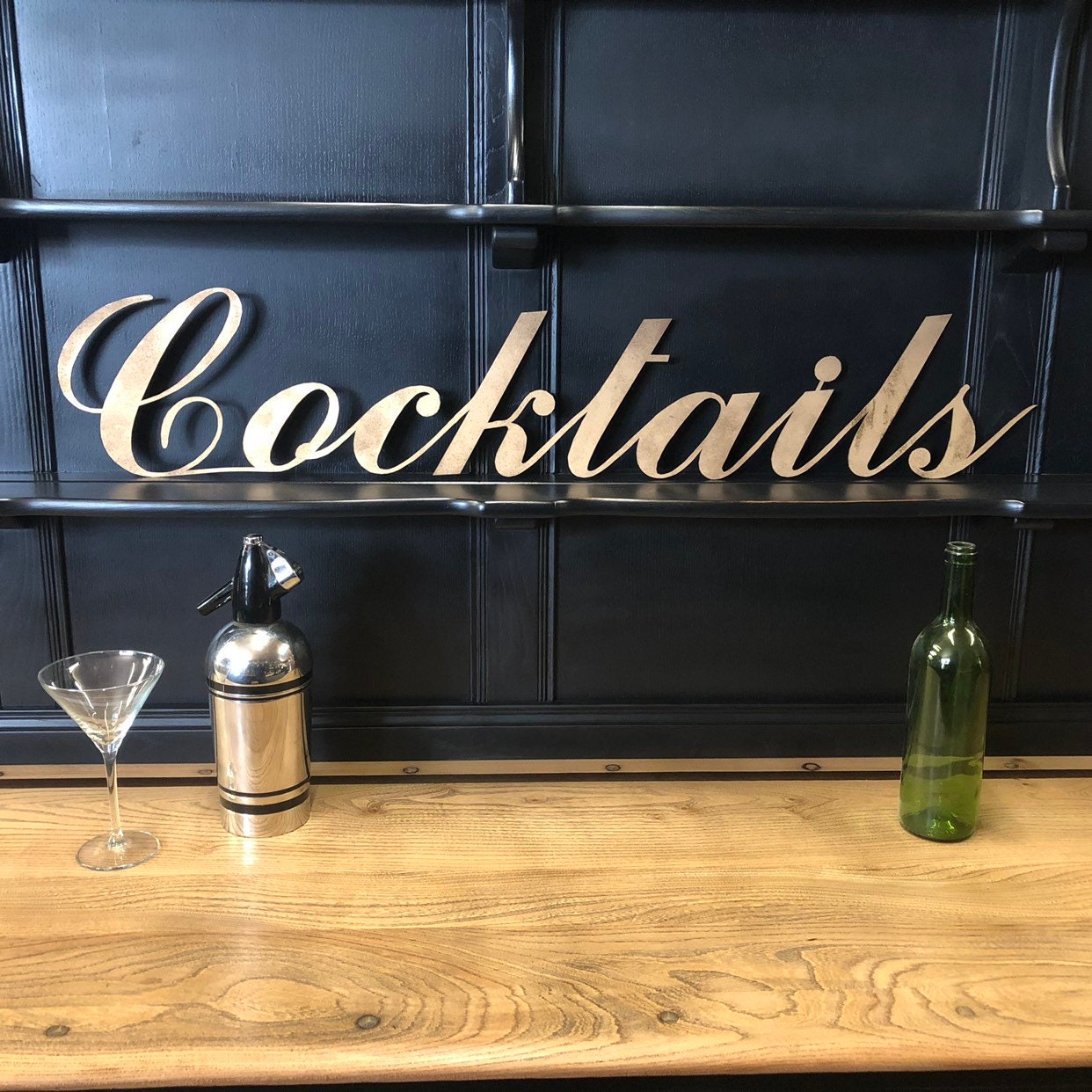 Rustic Warehouse Norkfolk - Distressed Gold Cocktails Sign