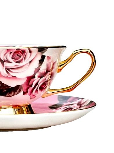 KitchBoom - Rosette Majesty Bone China Teacup and Saucer