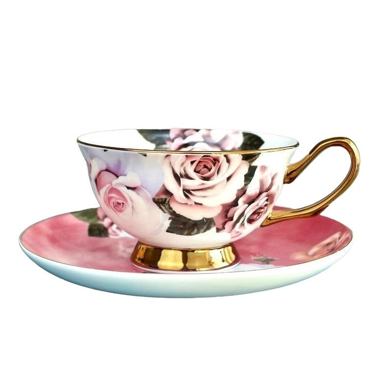 KitchBoom - Rosette Majesty Bone China Teacup and Saucer