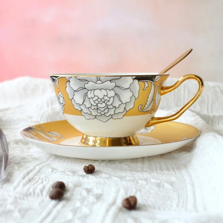 KitchBoom - Regal Bloom Bone China Teacup and Saucer
