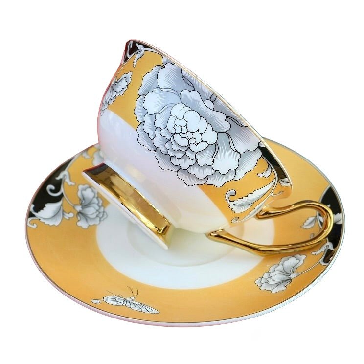 KitchBoom - Regal Bloom Bone China Teacup and Saucer