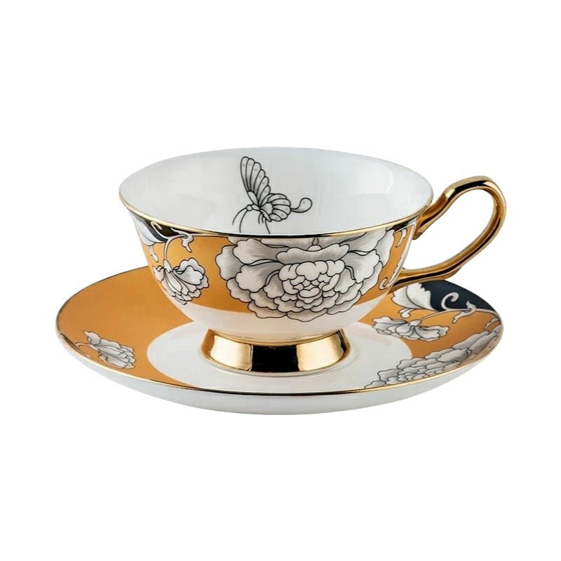 KitchBoom - Regal Bloom Bone China Teacup and Saucer