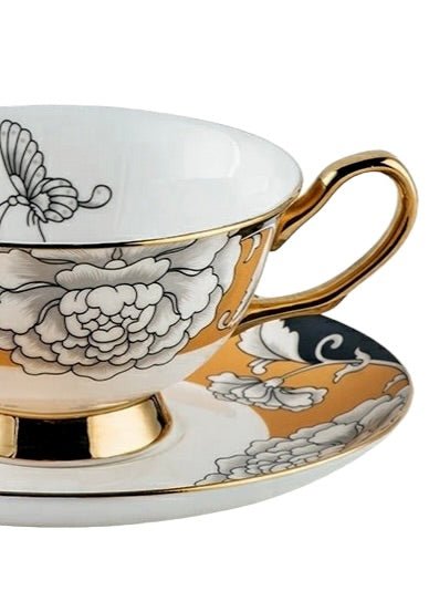 KitchBoom - Regal Bloom Bone China Teacup and Saucer
