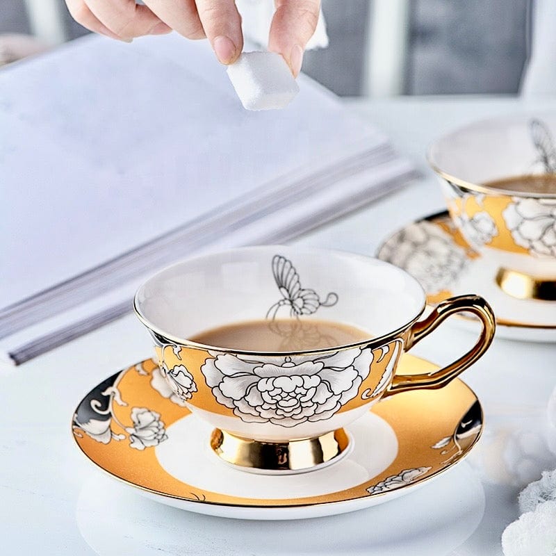 KitchBoom - Regal Bloom Bone China Teacup and Saucer