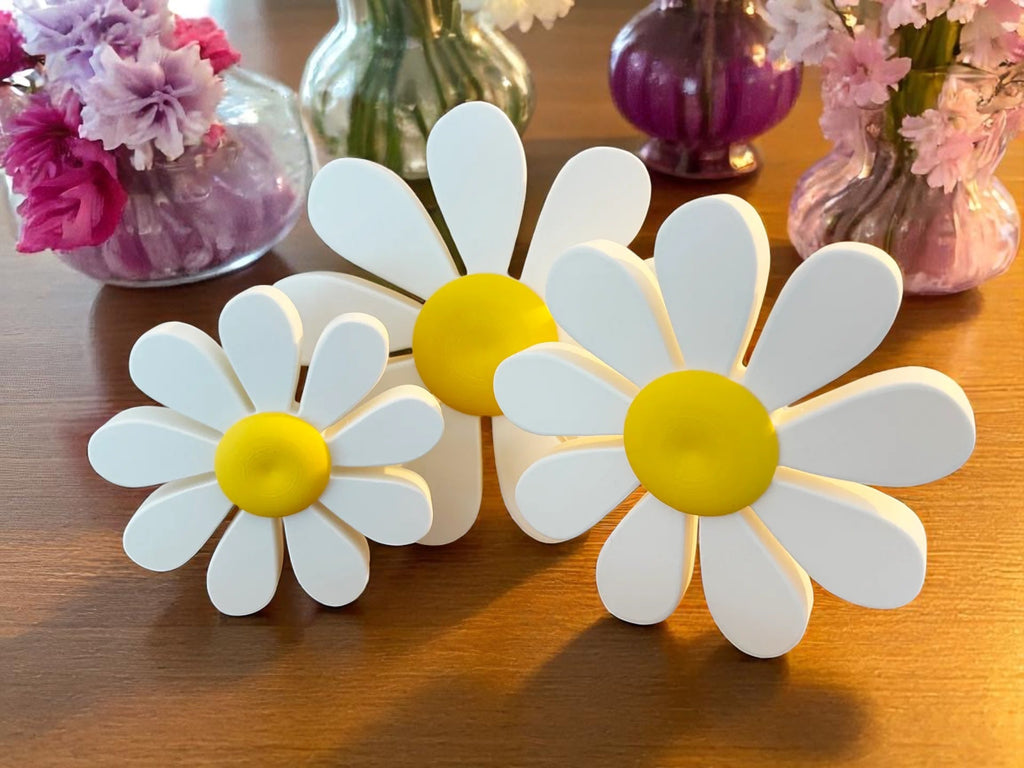 Daisy Flower Wall Decor Free Standing Magnetic | Gift for Mum | Vibrant Flowers Shelf Sitter Summer Bloom | Set Of Three