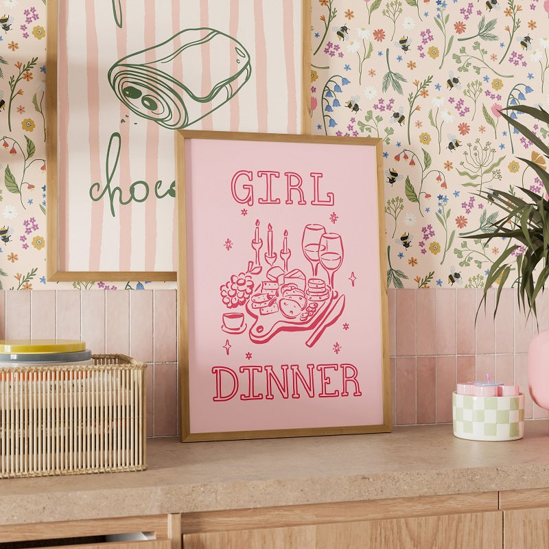 GIRL DINNER PINK PRINT