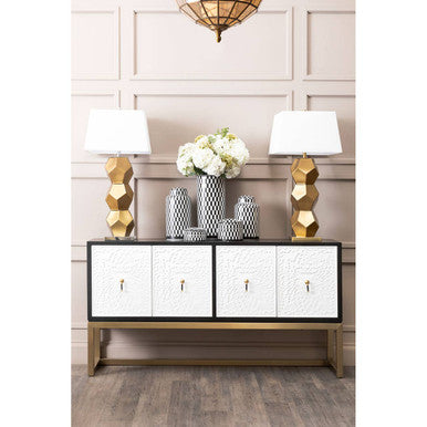 Marlo Small Black and White Geometric Print Ceramic Trinket Box