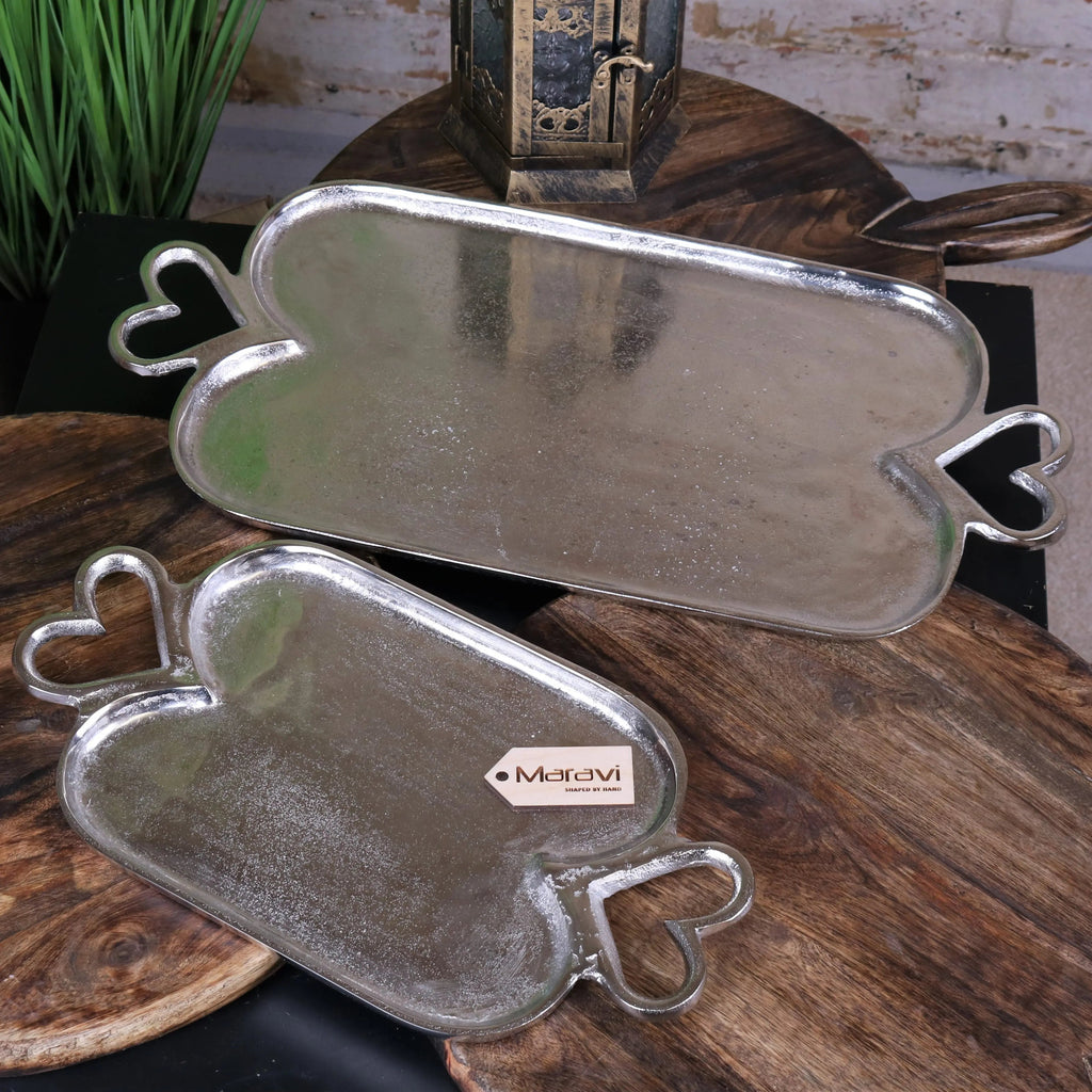 Punji Luxury Serving Trays Set Heart Handles