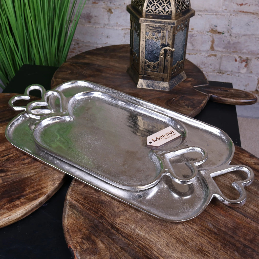Punji Luxury Serving Trays Set Heart Handles