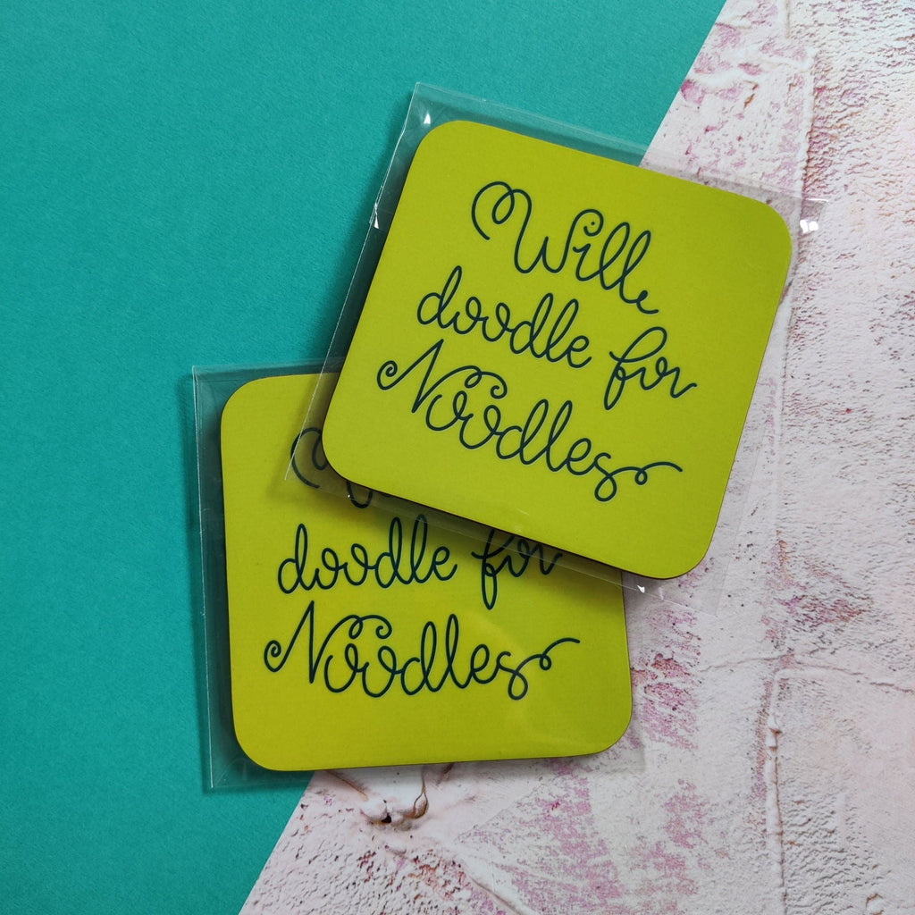 Fay Dixon Design - Will Doodle for Noodles Square Coaster