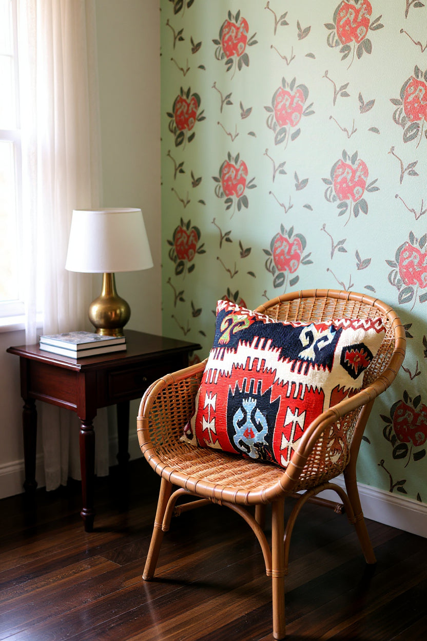 Turkish Kilim Vintage Cushion Cover - 40 x 40 cm