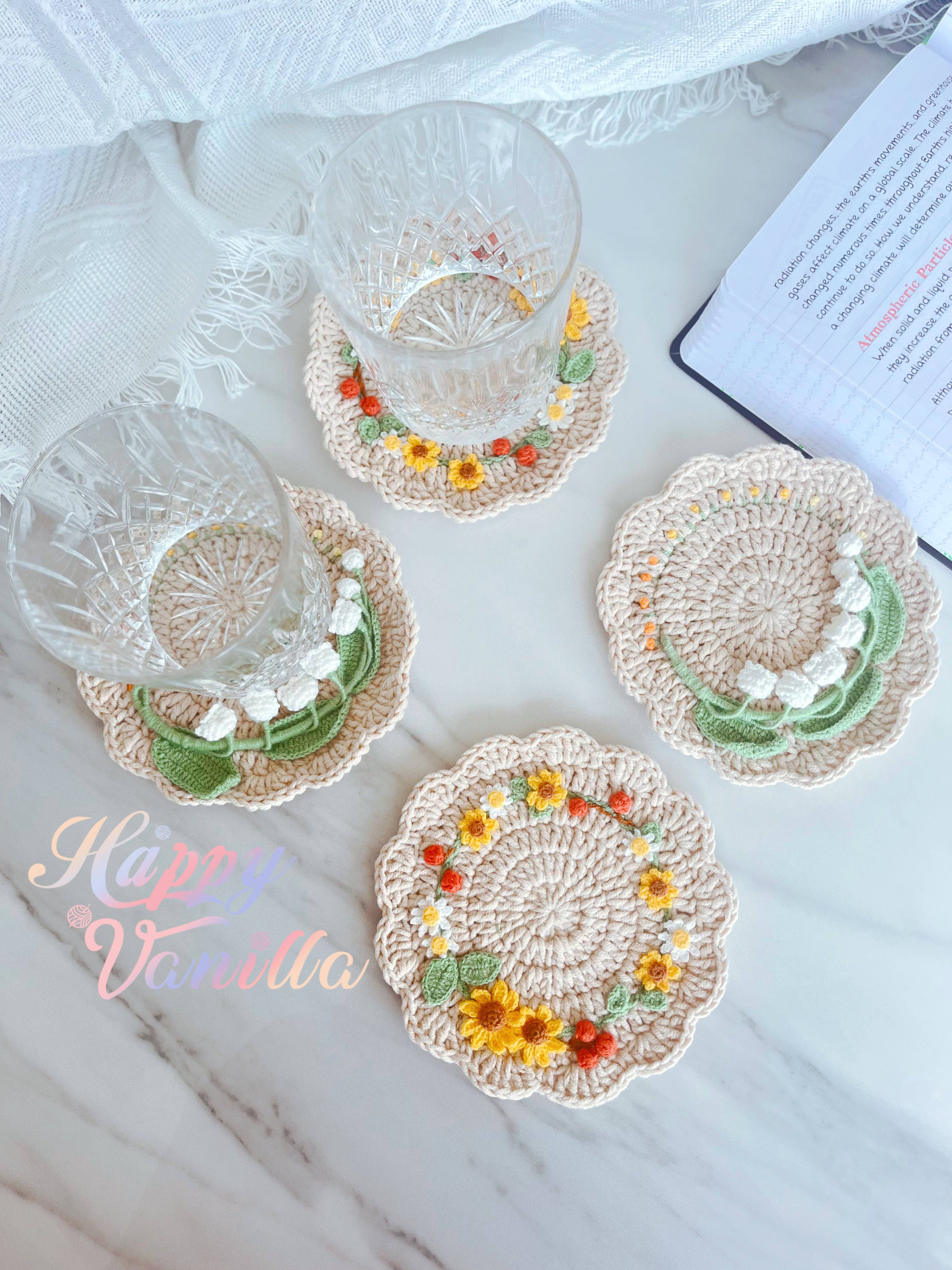 Handmade Crocheted Vintage Luxurious Style Doily Coasters